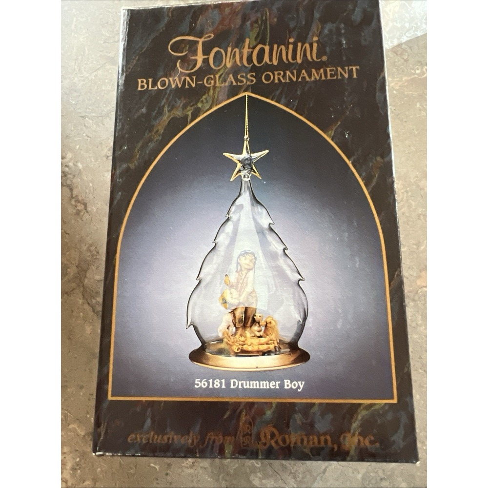Fontanini Little Drummer Boy & Baby Jesus Blown Glass  Ornament